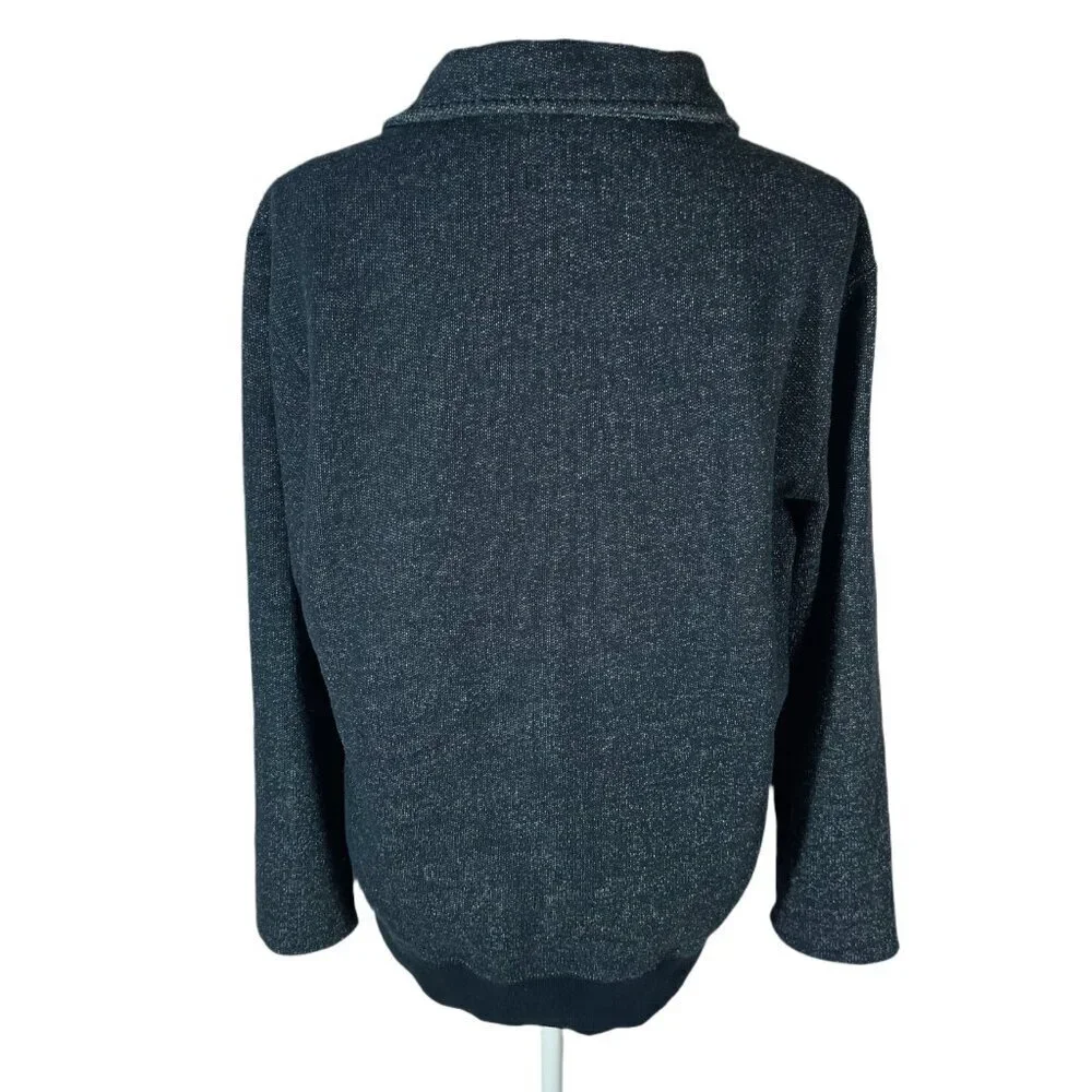 Roots Men's Black White Original Half Zip Sweatshirt Jacket Beaver Size M